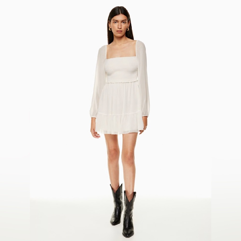 New Aritzia Wilfred Tempest Mini Dress
Smocked chiffon mini dress Light Birth